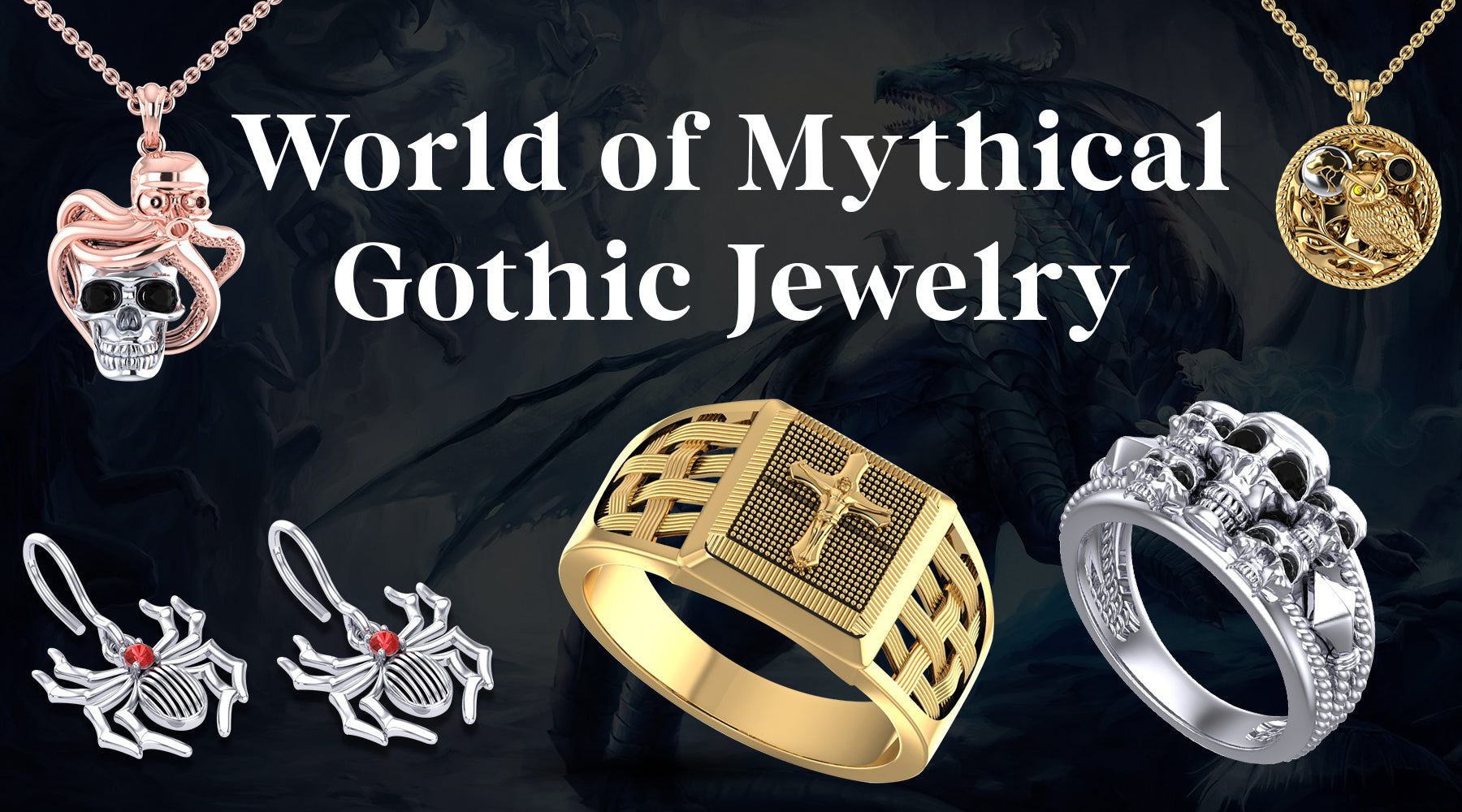 Mythical Gothic Jewelry Inspired by Mythical Beasts: Dragons and Griffins