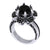 3Ct Round Cut Black Diamond Flower Style Gothic Skull Engagement Wedding Ring Sterling Silver