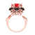 3Ct Round Cut Red and Black Diamond Flower Style Gothic Skull Engagement Wedding Ring Sterling Silver Rose Gold Finish