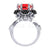 3Ct Round Cut Red and Black Diamond Flower Style Gothic Skull Engagement Wedding Ring Sterling Silver White Gold Finish