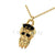 2.5ct Round Cut Diamond Engagement Wedding Gothic Skull Pendant With Chain Sterling Silver Yellow Gold Finish