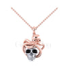 1.00Ct Round Cut Black Diamond Engagement Wedding Gothic Octopus Skull Pendant Sterling Silver Two Tone Rose Gold Finish