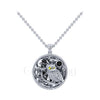 1.00Ct Round Cut Black Diamond Engagement Wedding Gothic Sliacete Owl Pendant Sterling Silver White Gold Finish