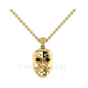 1.00Ct Round Cut Black Diamond Engagement Wedding Gothic Skull Fangs Demon Mask Mens Pendant Sterling Silver Yellow Gold Finish