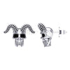 1.00Ct Round Cut Black Diamond Gothic Skull Horn Style Earrings Engagement Wedding Sterling Silver White Gold Finish