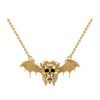 1.00Ct Round Cut Black Diamond Engagement Wedding Gothic Skull Vampire Bat Pendant Sterling Silver Yellow Gold Finish