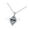 1.00Ct Round Cut Black Diamond Engagement Wedding Gothic Skull Flower Leaf Frame Pendant Sterling Silver Two Tone White Gold Finish