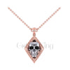 1.00Ct Round Cut Black Diamond Engagement Wedding Gothic Skull Flower Leaf Frame Pendant Sterling Silver Two Tone Rose Gold Finish