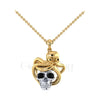 1.00Ct Round Cut Black Diamond Engagement Wedding Gothic Octopus Skull Pendant Sterling Silver Two Tone Yellow Gold Finish