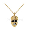 1.00Ct Round Cut Black Diamond Engagement Wedding Gothic Skull The Mummy Face Pendant Sterling Silver Two Tone Yellow Gold Finish
