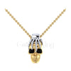 1.00Ct Round Cut Black Diamond Engagement Wedding Gothic Hand On Skull Pendant Sterling Silver Yellow Gold Finish
