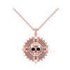 1.00Ct Round Cut Black Diamond Engagement Wedding Gothic Skull Pirates of caribbean Pendant Sterling Silver Rose Gold Finish