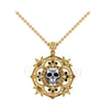 3.00Ct Round Cut Black Diamond Engagement Wedding Gothic Skull Art Deco Floral Petal Leaf Style Pendant Sterling Silver Two Tone Yellow Gold Finish