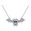1.00Ct Round Cut Black Diamond Engagement Wedding Gothic Skull Vampire Bat Pendant Sterling Silver White Gold Finish