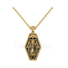 1.50Ct Round Cut Black Diamond Engagement Wedding Gothic Skull in the coffin Halloween Pendant Sterling Silver Yellow Gold Finish