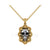 1.00Ct Round Cut Black Diamond Engagement Wedding Gothic Skull Art Deco Vintage Unique Pendant Sterling Silver Two Tone Yellow Gold Finish