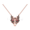1.00Ct Round Cut Red Diamond Engagement Wedding Gothic Nordic Wolf Head Pendant Sterling Silver Rose Gold Finish
