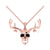 1.00Ct Black Round Diamond Engagement Wedding Gothic Skull With Deer Horns Pendant Sterling Silver Rose Gold Finish