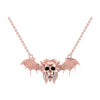 1.00Ct Round Cut Black Diamond Engagement Wedding Gothic Skull Vampire Bat Pendant Sterling Silver Rose Gold Finish
