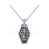 1.50Ct Round Cut Black Diamond Engagement Wedding Gothic Skull in the coffin Halloween Pendant Sterling Silver White Gold Finish