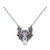 1.00Ct Round Cut Red Diamond Engagement Wedding Gothic Nordic Wolf Head Pendant Sterling Silver White Gold Finish