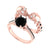 2Ct Round Cut Black Diamond Gothic Skull Ring Set Engagement Wedding Ring Sterling Silver Rose Gold Finish