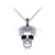 1.00Ct Gothic Round Cut Black Diamond Engagement Wedding Gothic Skull King Pendant With Chain Sterling Silver White Gold Finish