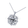 3.00Ct Round Cut Black Diamond Engagement Wedding Gothic Skull Art Deco Floral Petal Leaf Style Pendant Sterling Silver Two Tone White Gold Finish