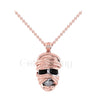 1.00Ct Round Cut Black Diamond Engagement Wedding Gothic Skull The Mummy Face Pendant Sterling Silver Two Tone Rose Gold Finish