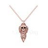 1.00Ct Round Cut Black Diamond Engagement Wedding Gothic Skull Art Deco Leaf Flower Pendant Sterling Silver Rose Gold Finish