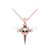 1.00Ct Round Cut Black Diamond Engagement Wedding Gothic Skull Cross Style Pendant With Chain Sterling Silver Rose Gold Finish