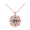 3.00Ct Round Cut Black Diamond Engagement Wedding Gothic Skull Art Deco Floral Petal Leaf Style Pendant Sterling Silver Two Tone Rose Gold Finish