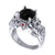 2Ct Round Cut Black Diamond Flower Style Gothic Skull Engagement Wedding Ring Sterling Silver White Gold Finish