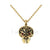 1.00Ct Round Cut Red Diamond Engagement Wedding Gothic Skull Mask Red Eyes Pendant Sterling Silver Yellow Gold Finish
