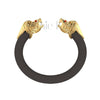 2.00Ct Round Cut Red Diamond Gothic Lion Head Engagement Wedding 7 Inch Leather Wrist Bracelet Yellow Gold Finish