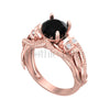 2.5Ct Round Cut Black & White Diamond Gothic Skull Infinity Style Engagement Wedding Ring Sterling Silver Rose Gold Finish