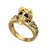 1.00Ct Round Cut Black Diamond Gothic Skull Cap Style Engagement Wedding Ring Sterling Silver Yellow Gold Finish