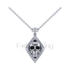 1.00Ct Round Cut Black Diamond Engagement Wedding Gothic Skull Flower Leaf Frame Pendant Sterling Silver Two Tone White Gold Finish