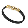 2.00Ct Round Cut White Diamond Gothic Skull Engagement Wedding 7 Leather Inch Wrist Band Bracelet Yellow Gold Finish