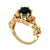 2Ct Round Cut Gothic Skull Black Diamond Engagement Wedding Ring Sterling Silver Yellow Gold Finish
