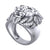 2.00Ct Round Cut White Diamond Gothic Skull Lion Face Engagement Wedding Ring Sterling Silver White Gold Finish