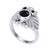 2.00Ct Round Cut Black Diamond Gothic Owl Style Engagement Wedding Ring Sterling Silver White Gold Finish