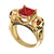 3.00Ct Princess Cut Red Diamond Gothic Jack Skellington Engagement Wedding Ring Sterling Silver Yellow Gold Finish