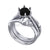 2Ct Round Cut Black & White Diamond Gothic Skull Trio Set Engagement Wedding Ring Sterling Silver White Gold Finish