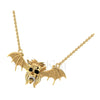 1.00Ct Round Cut Black Diamond Engagement Wedding Gothic Skull Vampire Bat Pendant Sterling Silver Yellow Gold Finish
