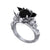 1.5Ct Round Cut Black Diamond Gothic Skull Vampire Bat Style Engagement Wedding Ring Sterling Silver White Gold Finish