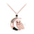 1.5Ct Gothic Round Cut Black Diamond Engagement Wedding Owl Moon Style Pendant With Chain Sterling Silver Rose Gold Finish