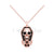 1Ct Gothic Round Cut Black Diamond Engagement Wedding Gothic Skull Style Pendant With Chain Sterling Silver Rose Gold Finish