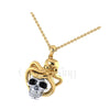 1.00Ct Round Cut Black Diamond Engagement Wedding Gothic Octopus Skull Pendant Sterling Silver Two Tone Yellow Gold Finish