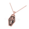 1.50Ct Round Cut Black Diamond Engagement Wedding Gothic Skull in the coffin Halloween Pendant Sterling Silver Rose Gold Finish